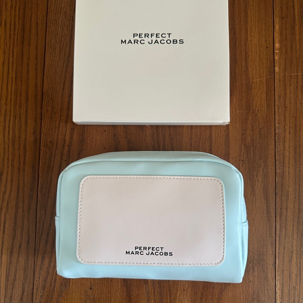 Marc Jacobs Blue and White Cosmetic Bag